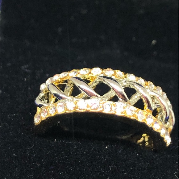 14k Yellow Gold Filled Two Tone CrissCross Ring - Picture 7 of 10